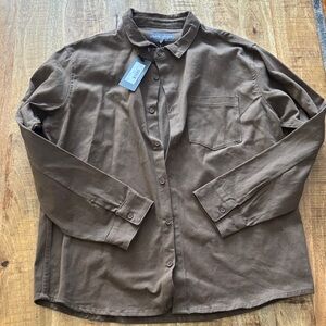 SLATE AND STONE Brown denim Jean twill Cotton overShirt button up down shirt nwt